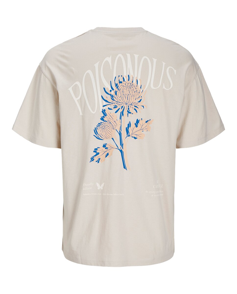 T-shirt de Manga Curta com Serigrafia Lateral Natural-8