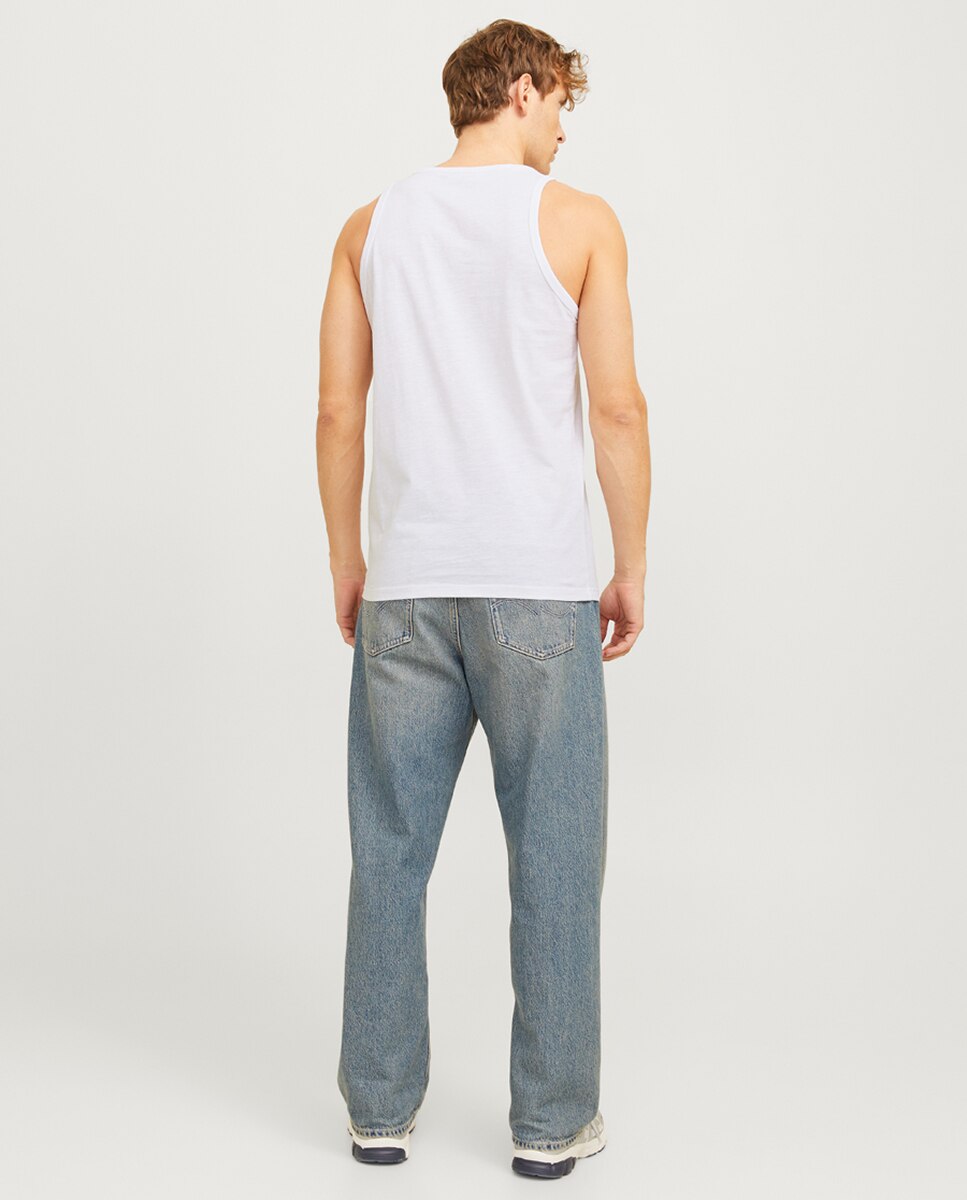 T-shirt sem Mangas com Estampado Lateral Branco-2