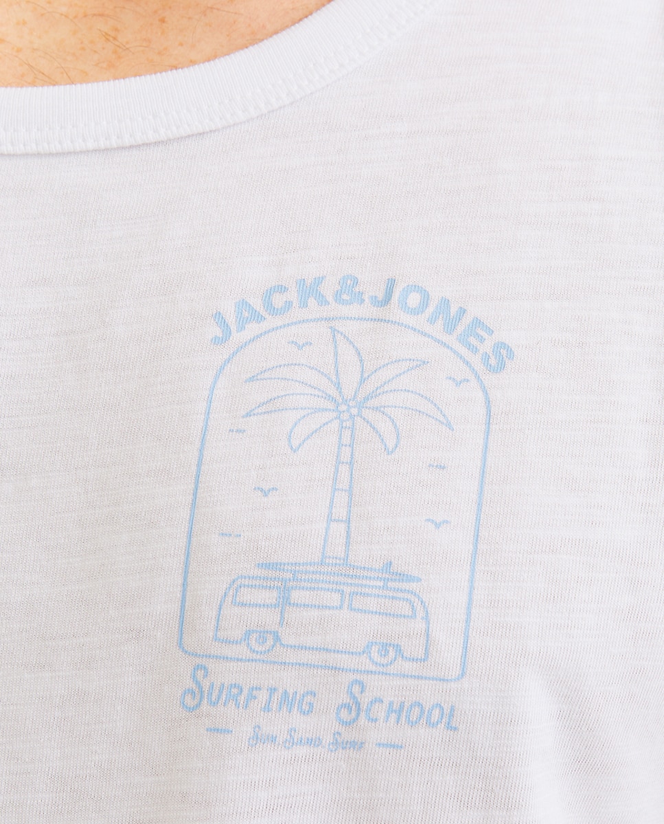 T-shirt sem Mangas com Estampado Lateral Branco-5