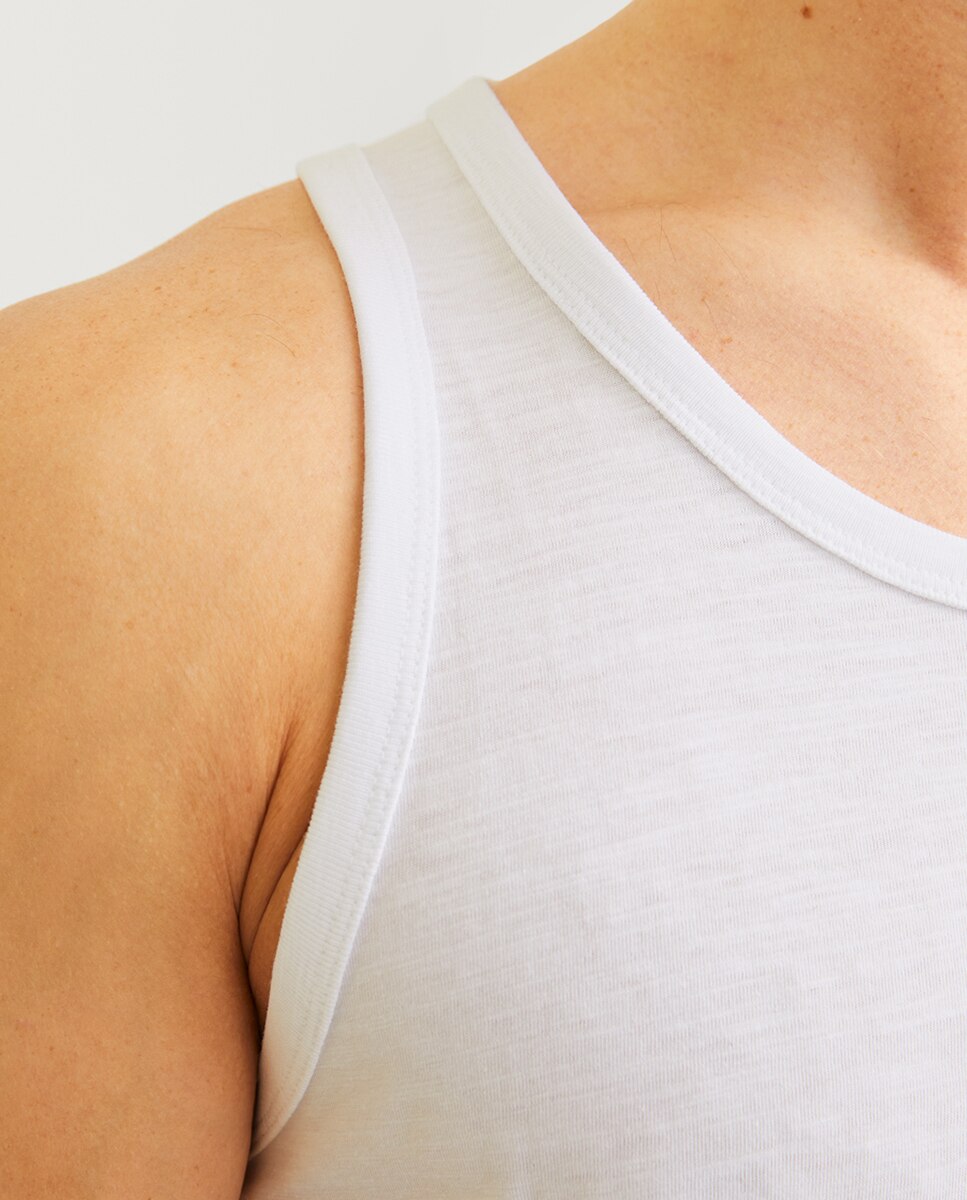 T-shirt sem Mangas com Estampado Lateral Branco-6