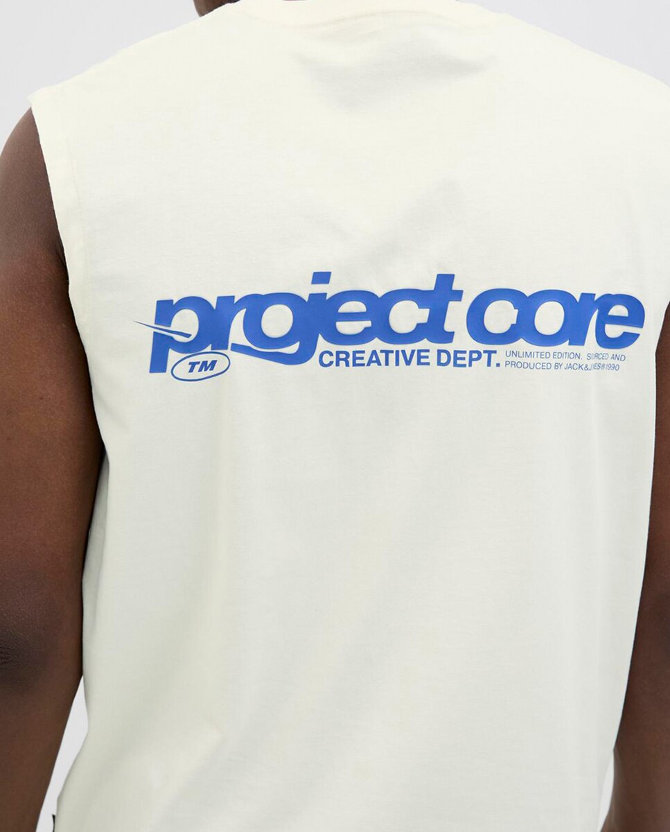 T-shirt sem Mangas com Estampado Lateral e Backprint Cru-5