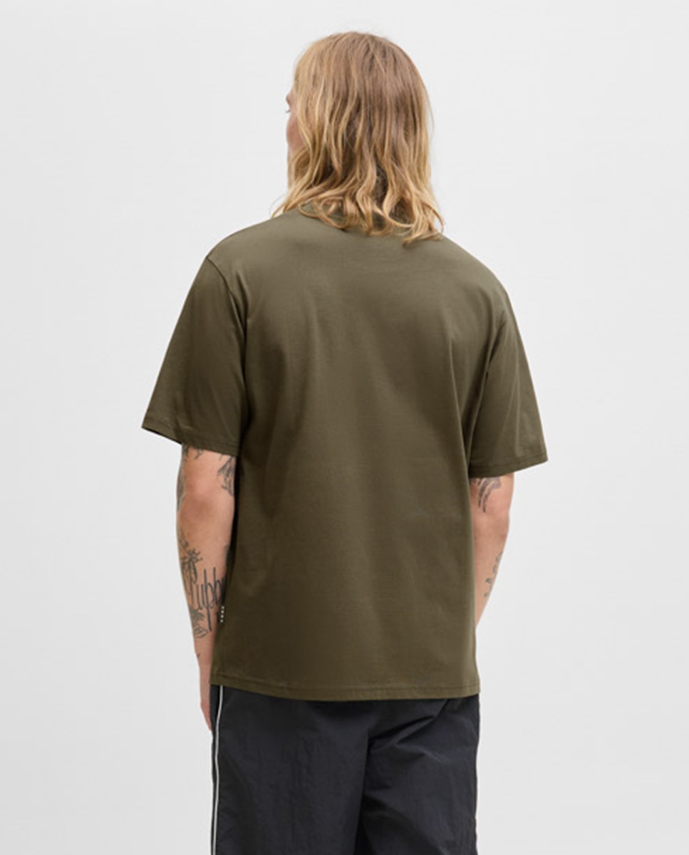 T-shirt de Manga Curta com Estampado à Frente Verde-2