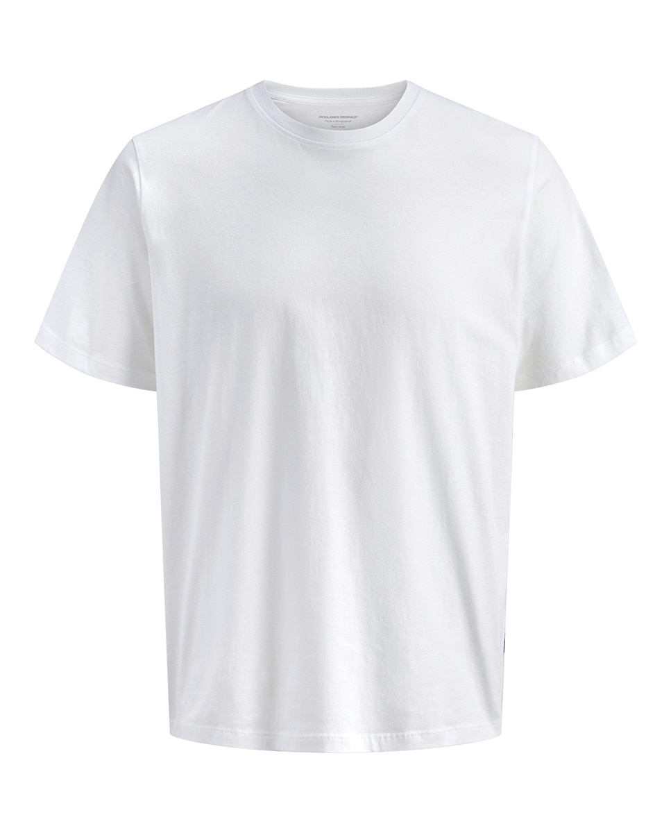 T-shirt de Manga Curta Lisa com Estampado Traseiro Branco-6