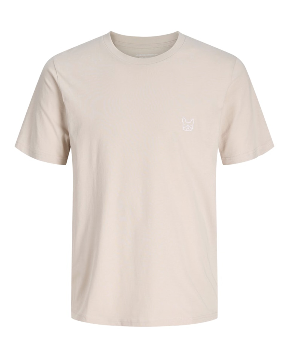 T-shirt de Manga Curta com Logótipo Lateral de Cão Bege-6