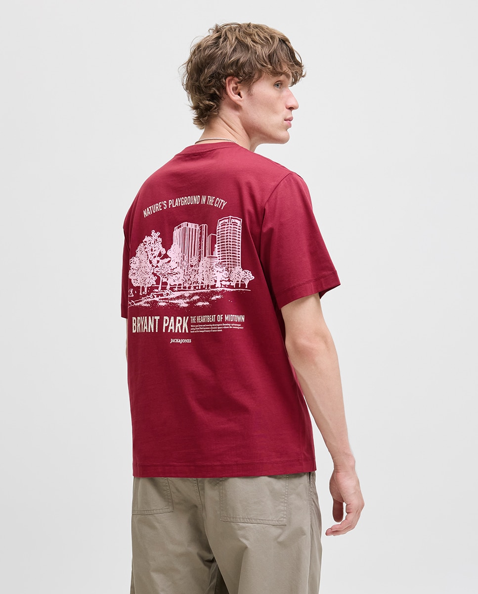 T-shirt de Manga Curta com Backprint Vermelho-2