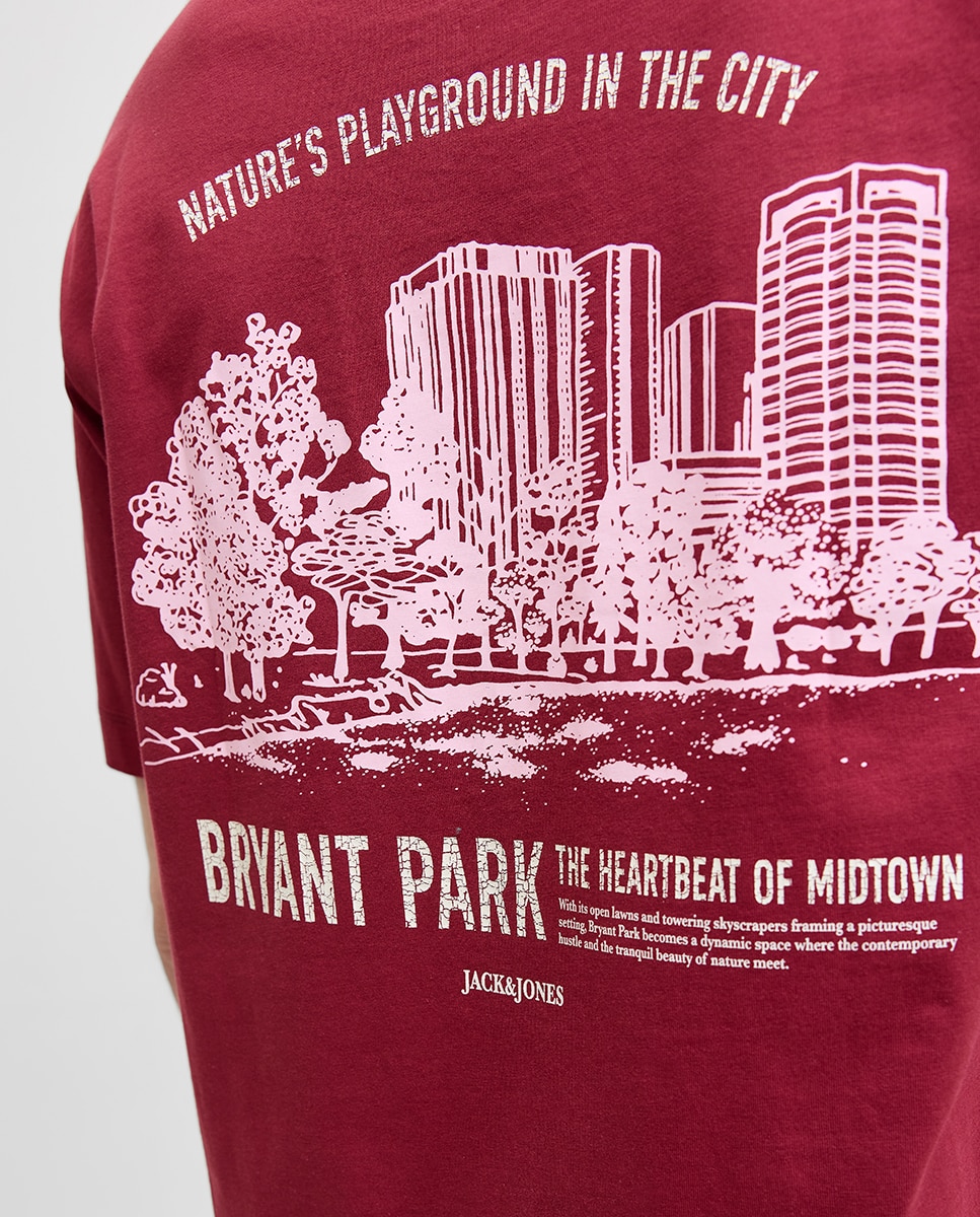 T-shirt de Manga Curta com Backprint Vermelho-4