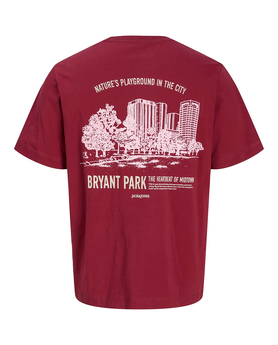 T-shirt de Manga Curta com Backprint Vermelho-6