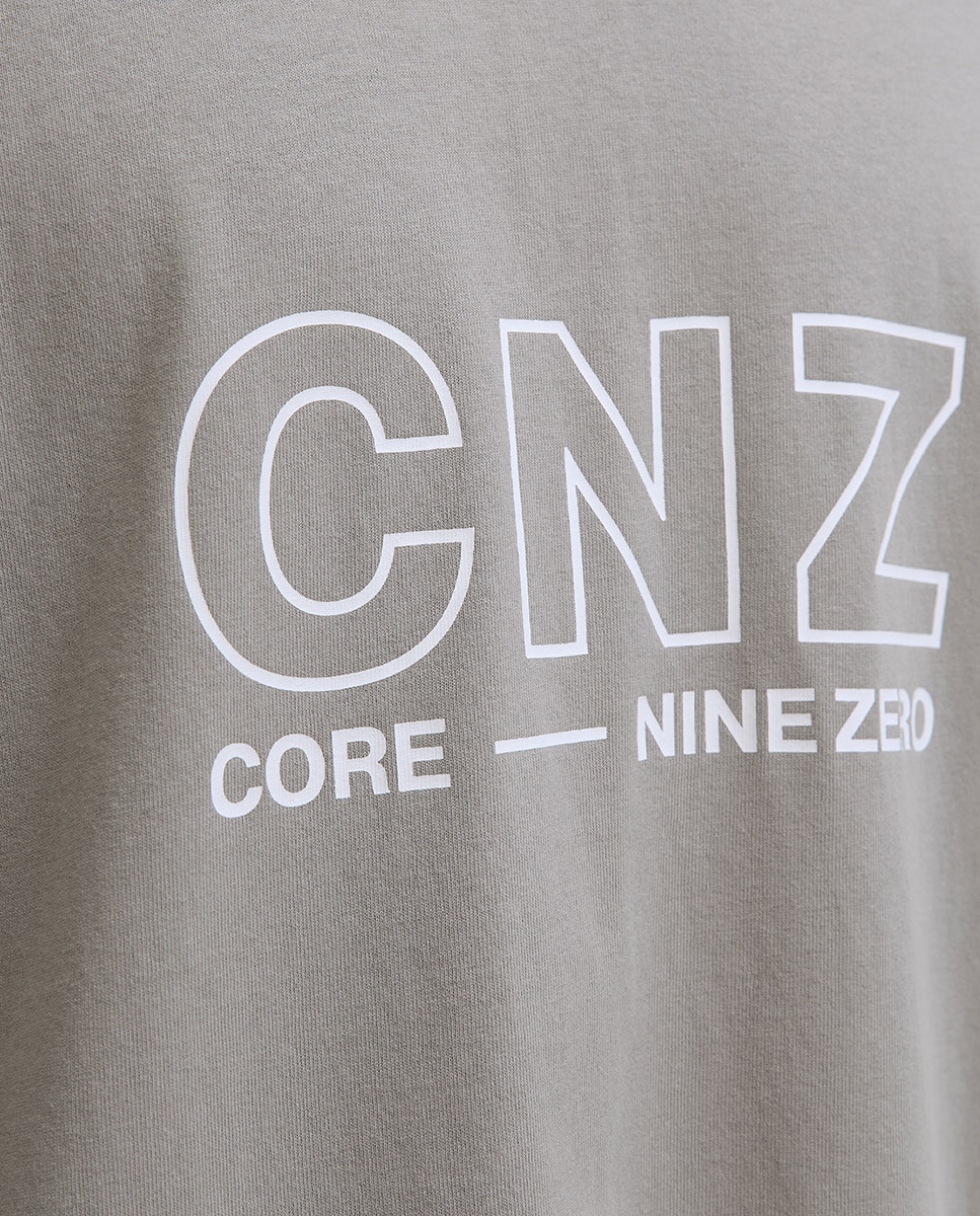 T-shirt de Manga Curta com Estampado à Frente Cinzento-3
