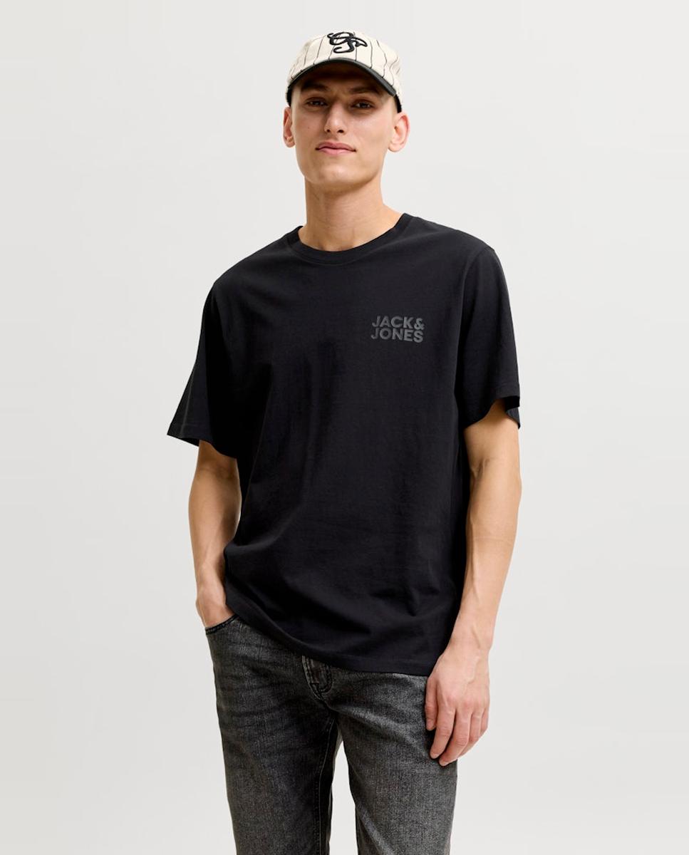 Imagen 0 de Camiseta de hombre en algodón BCI azul de manga corta Negro