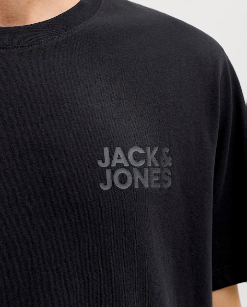 Camiseta de hombre en algodón BCI azul de manga corta - Jack & Jones - Negro Negro-4