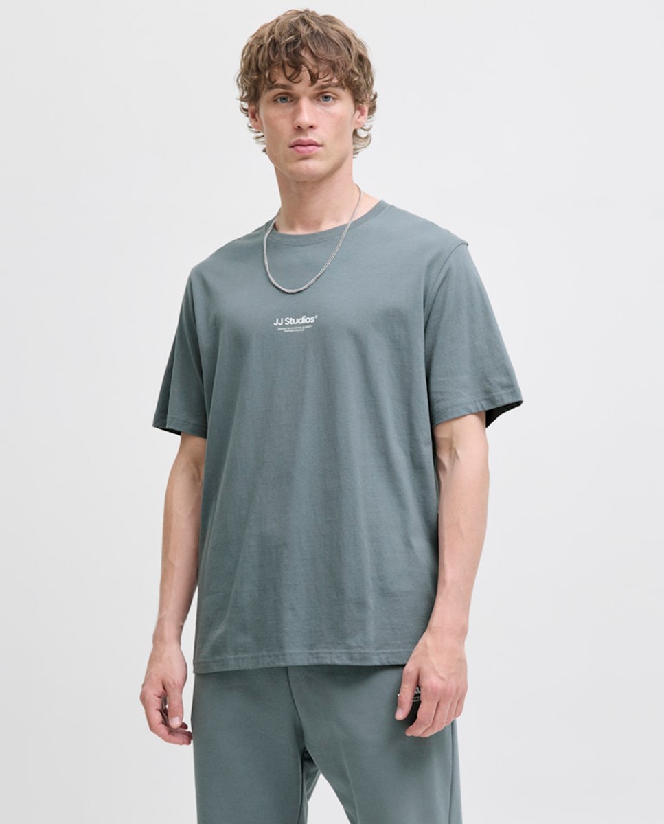 T-shirt de Manga Curta Relaxed Fit Azul-1