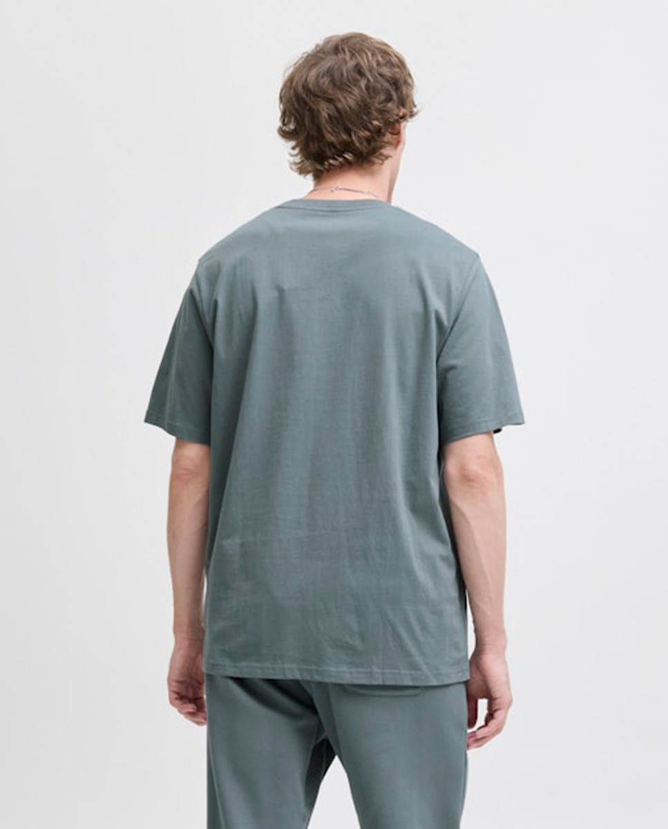 T-shirt de Manga Curta Relaxed Fit Azul-2