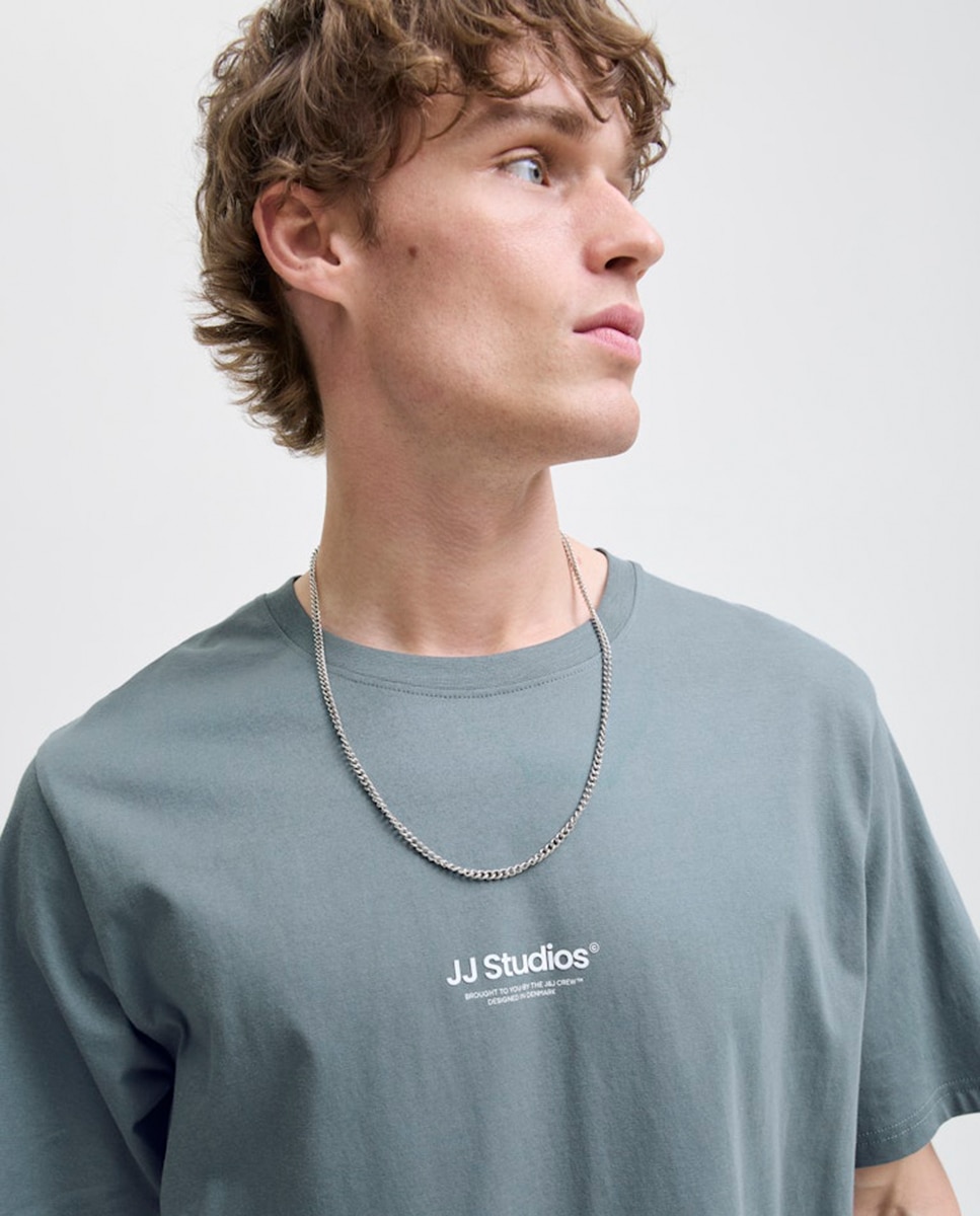 T-shirt de Manga Curta Relaxed Fit Azul-3