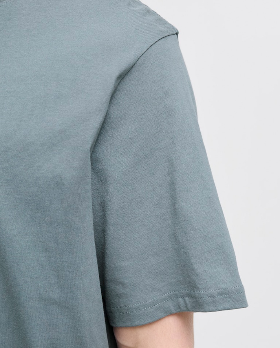 T-shirt de Manga Curta Relaxed Fit Azul-4
