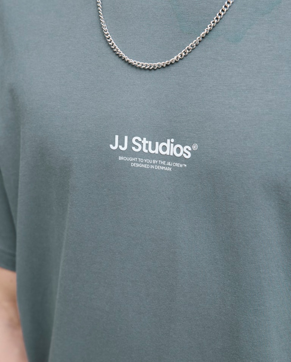 T-shirt de Manga Curta Relaxed Fit Azul-5