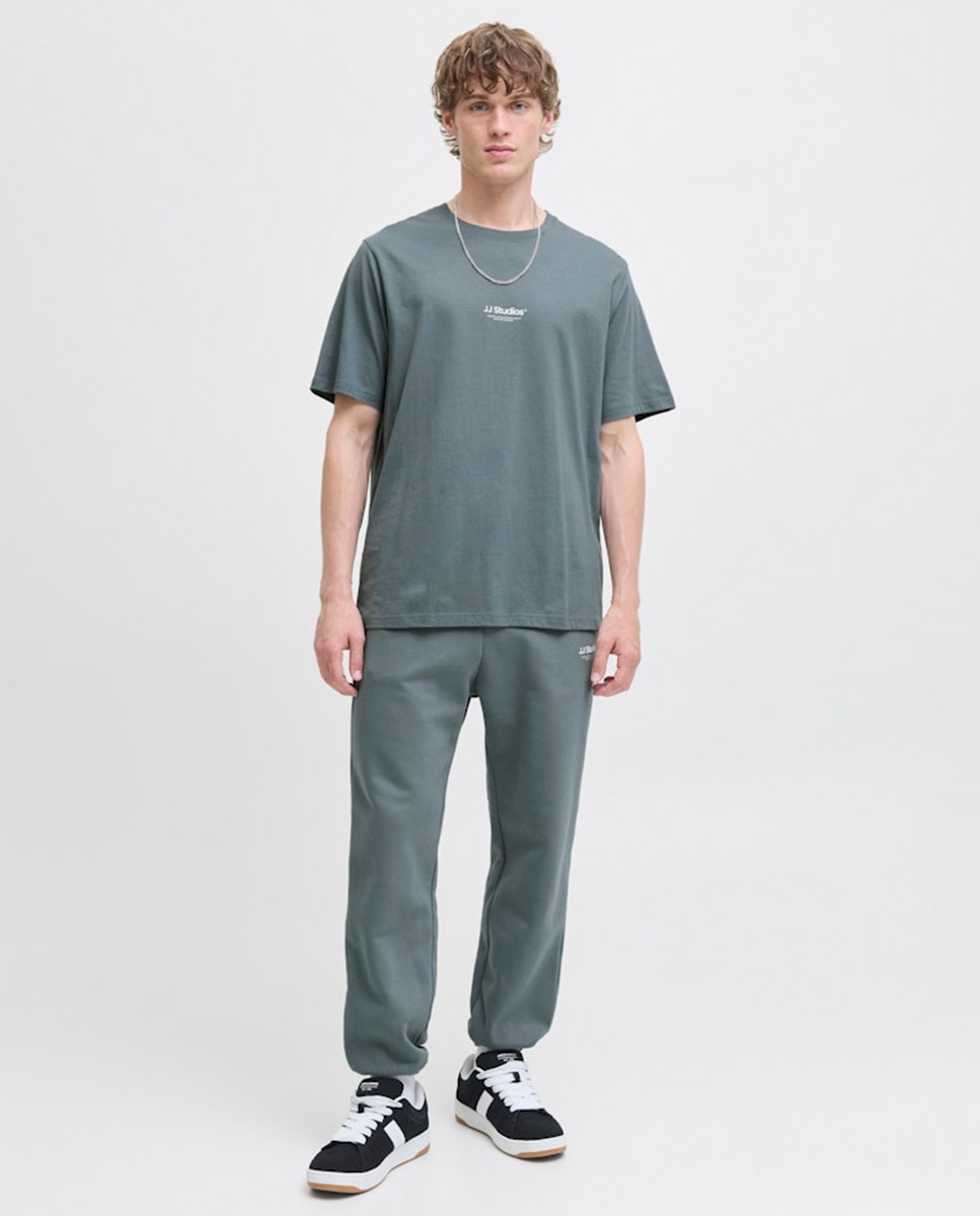 T-shirt de Manga Curta Relaxed Fit Azul-6