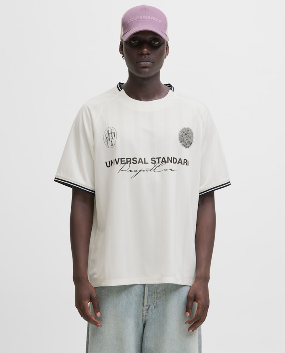 T-shirt de Manga Curta com Estampado à Frente Branco-1