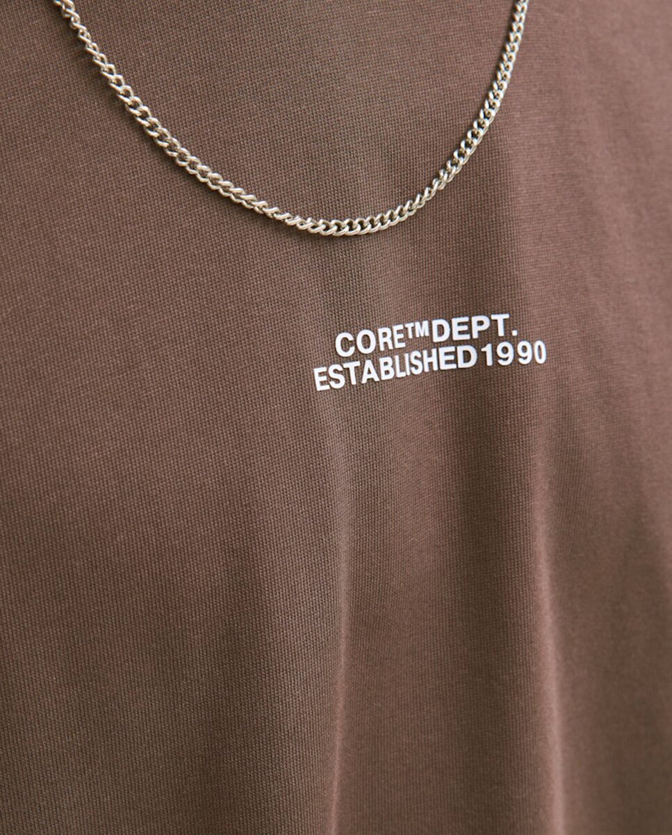 T-shirt de Manga Curta com Backprint Castanho-escuro-4
