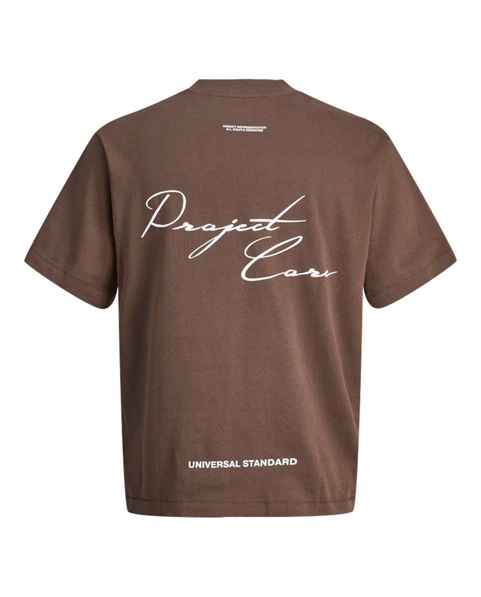 T-shirt de Manga Curta com Backprint Castanho-escuro-7