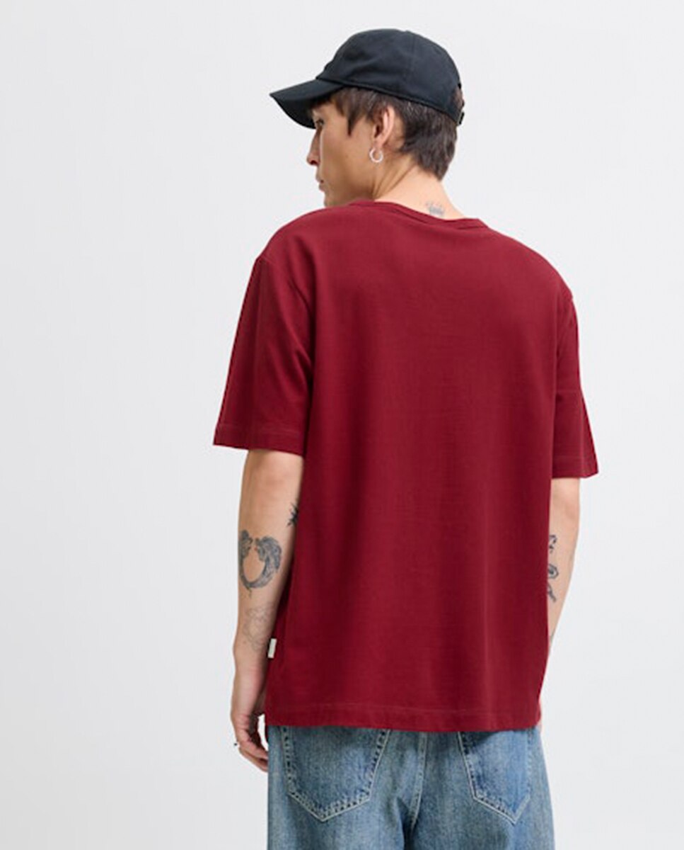 T-shirt de Manga Curta com Estampado à Frente Vermelho-2