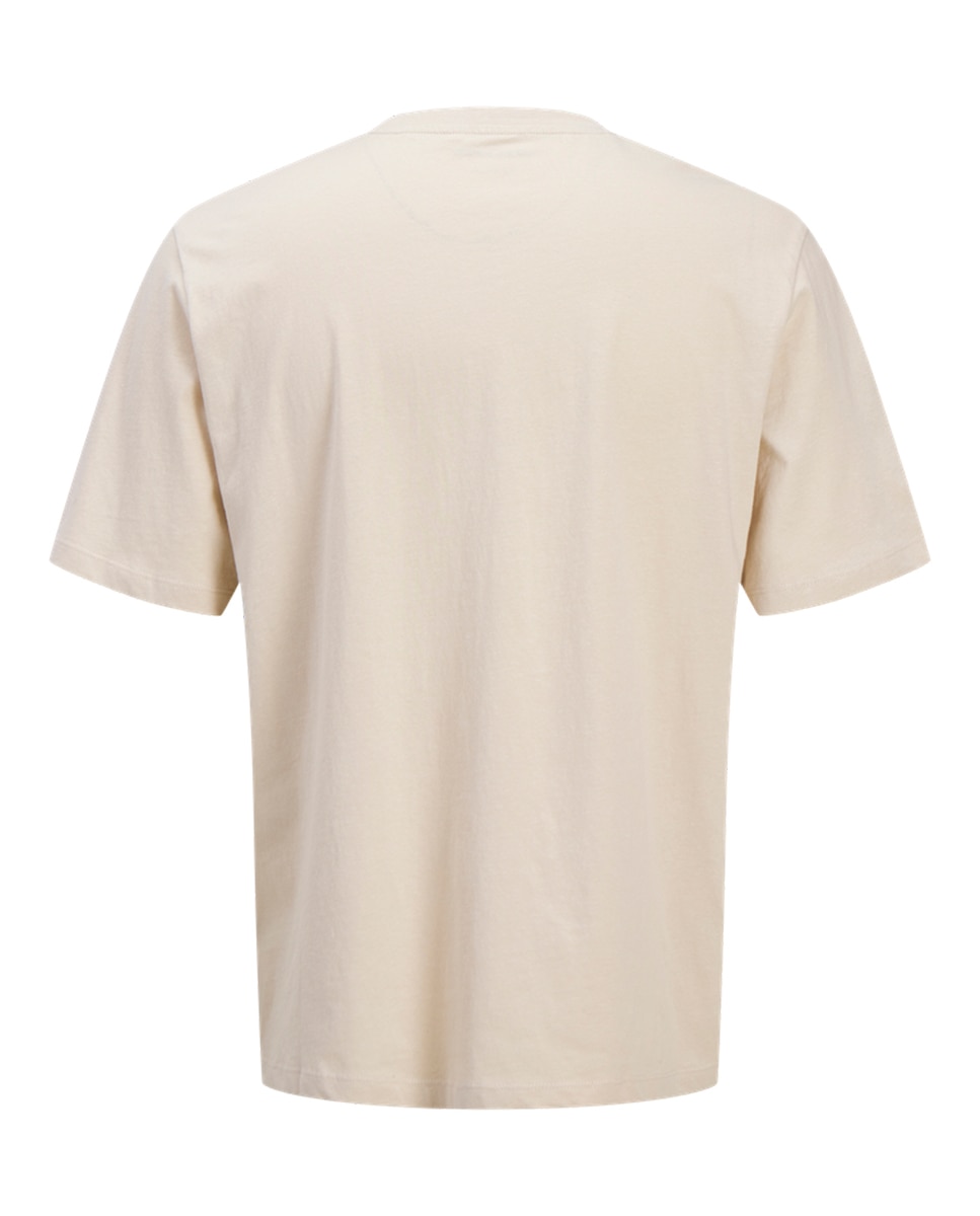 T-shirt de Manga Curta com Estampado à Frente Bege-2