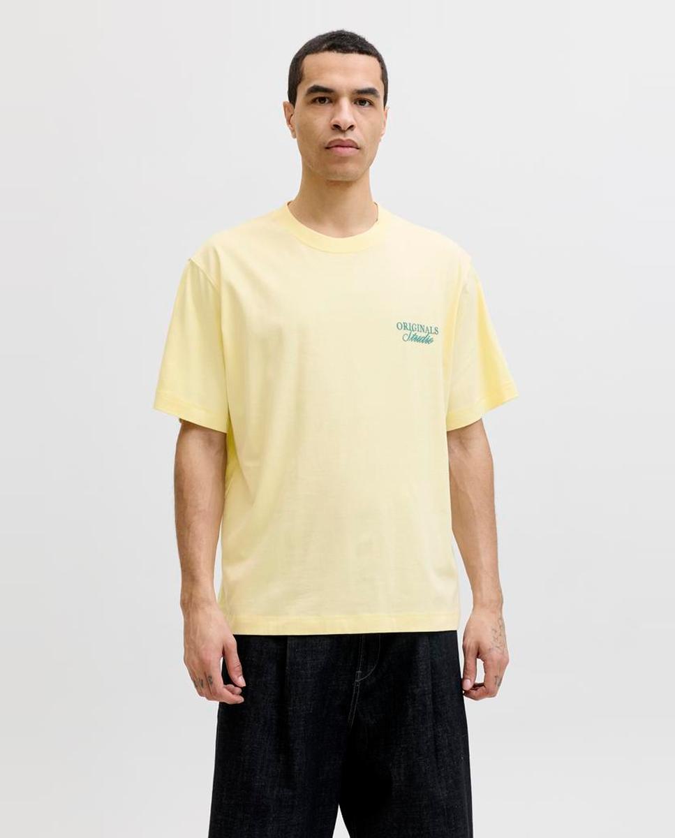 T-shirt de Manga Curta com Backprint Amarelo-1