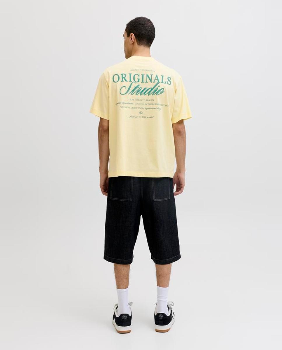 T-shirt de Manga Curta com Backprint Amarelo-2