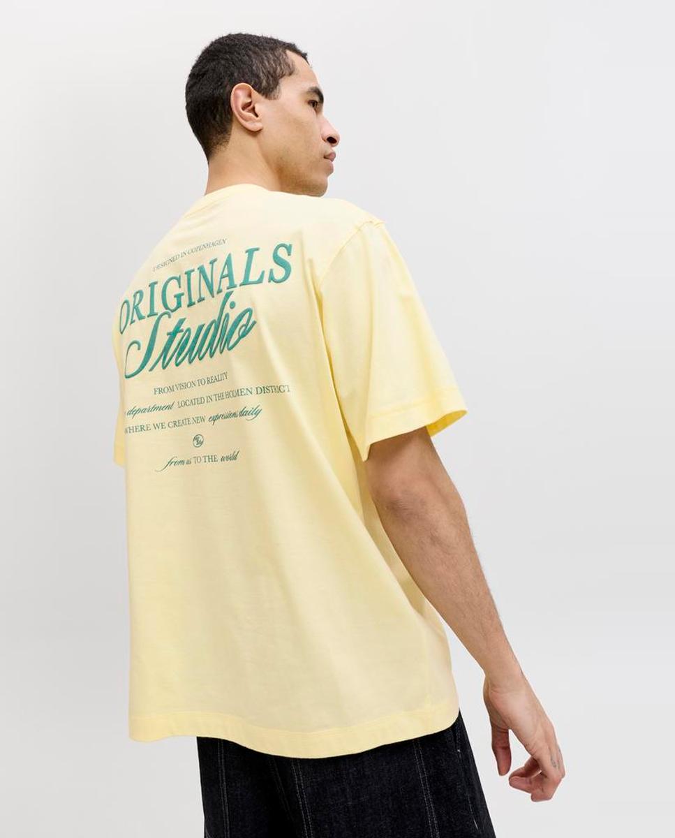 T-shirt de Manga Curta com Backprint Amarelo-3
