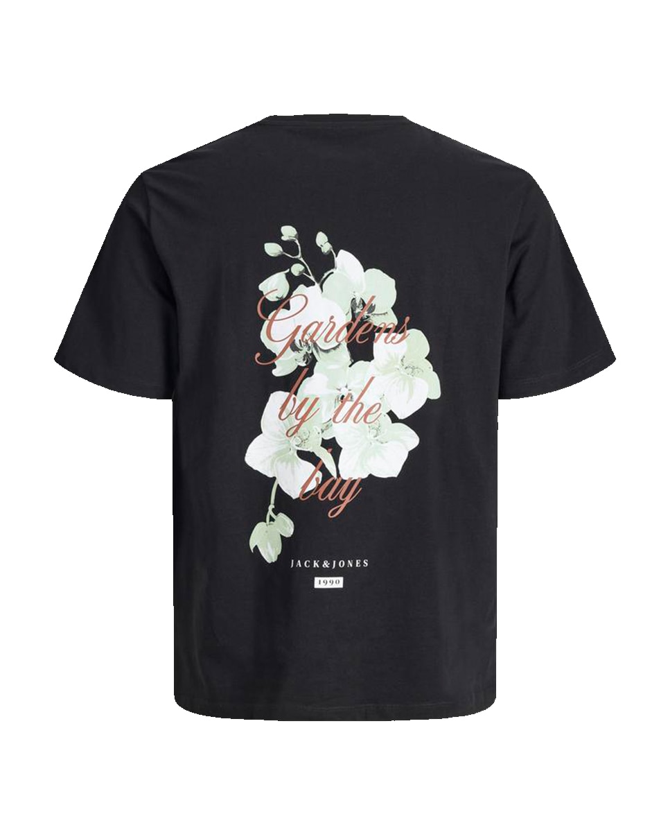 T-shirt de Manga Curta com Estampado Traseiro Preto-7
