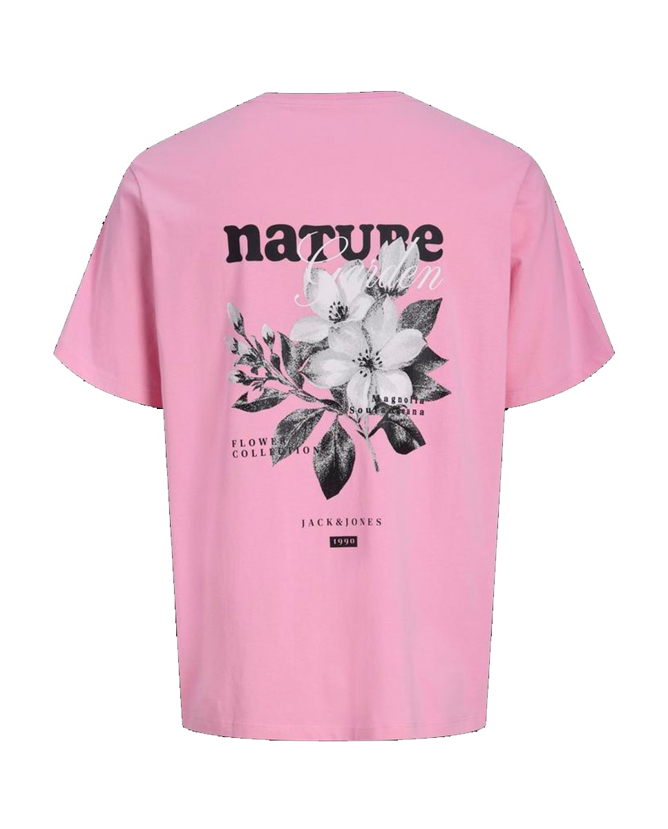 T-shirt de Manga Curta com Estampado Traseiro Rosa-7