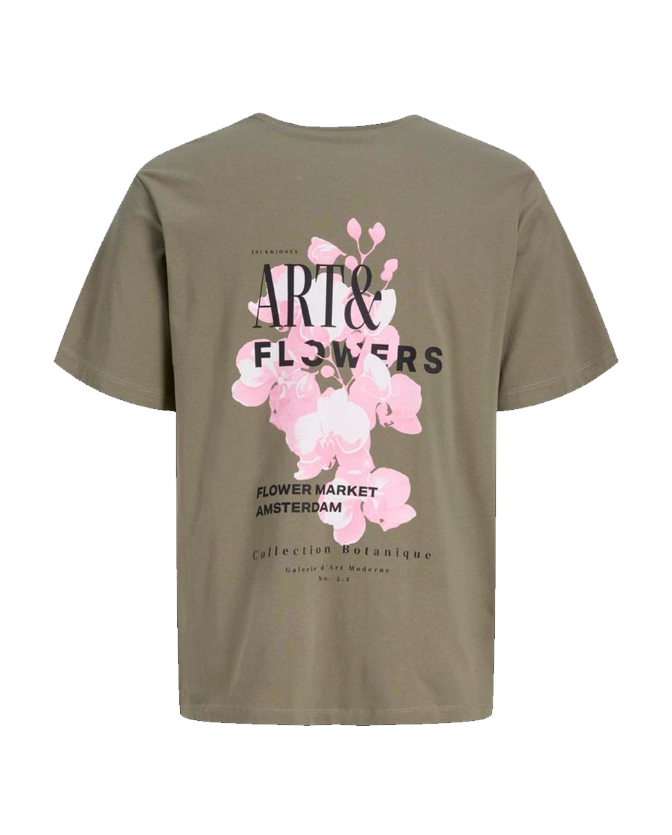 T-shirt de Manga Curta com Estampado Traseiro Verde-7