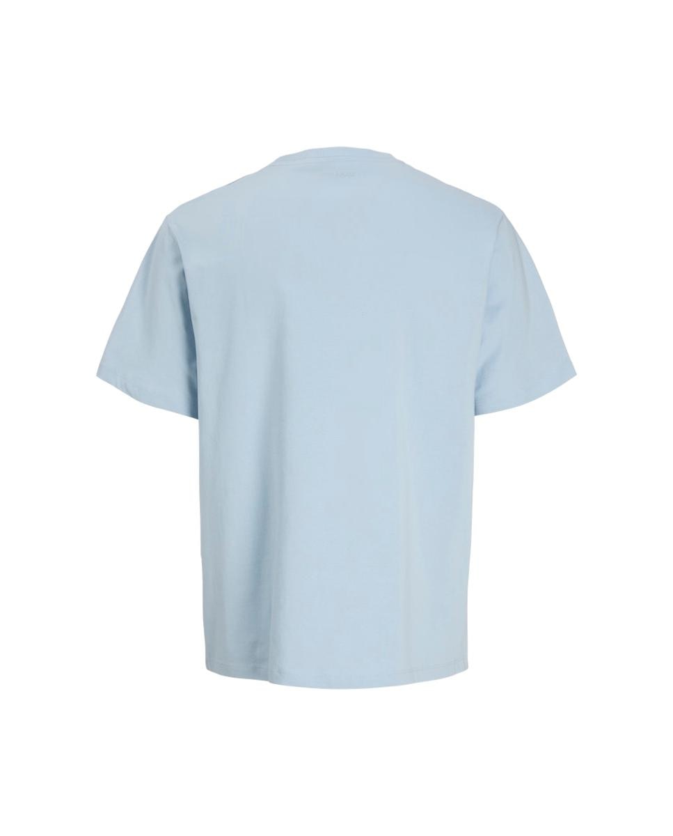 T-shirt de Manga Curta com Pequeno Estampado Lateral Azul-7