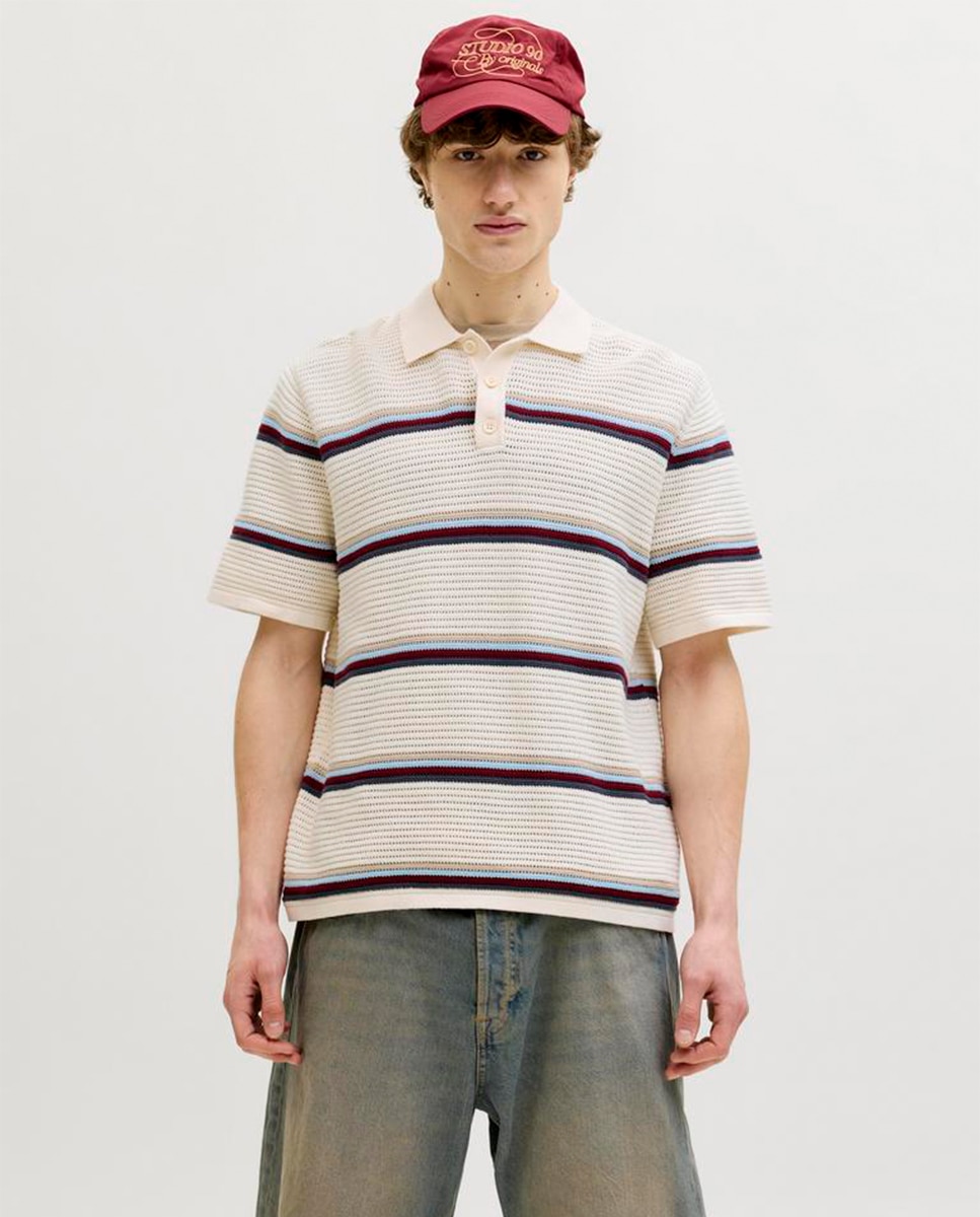 Jack & Jones - Polo de punto de hombre manga corta con rayas.