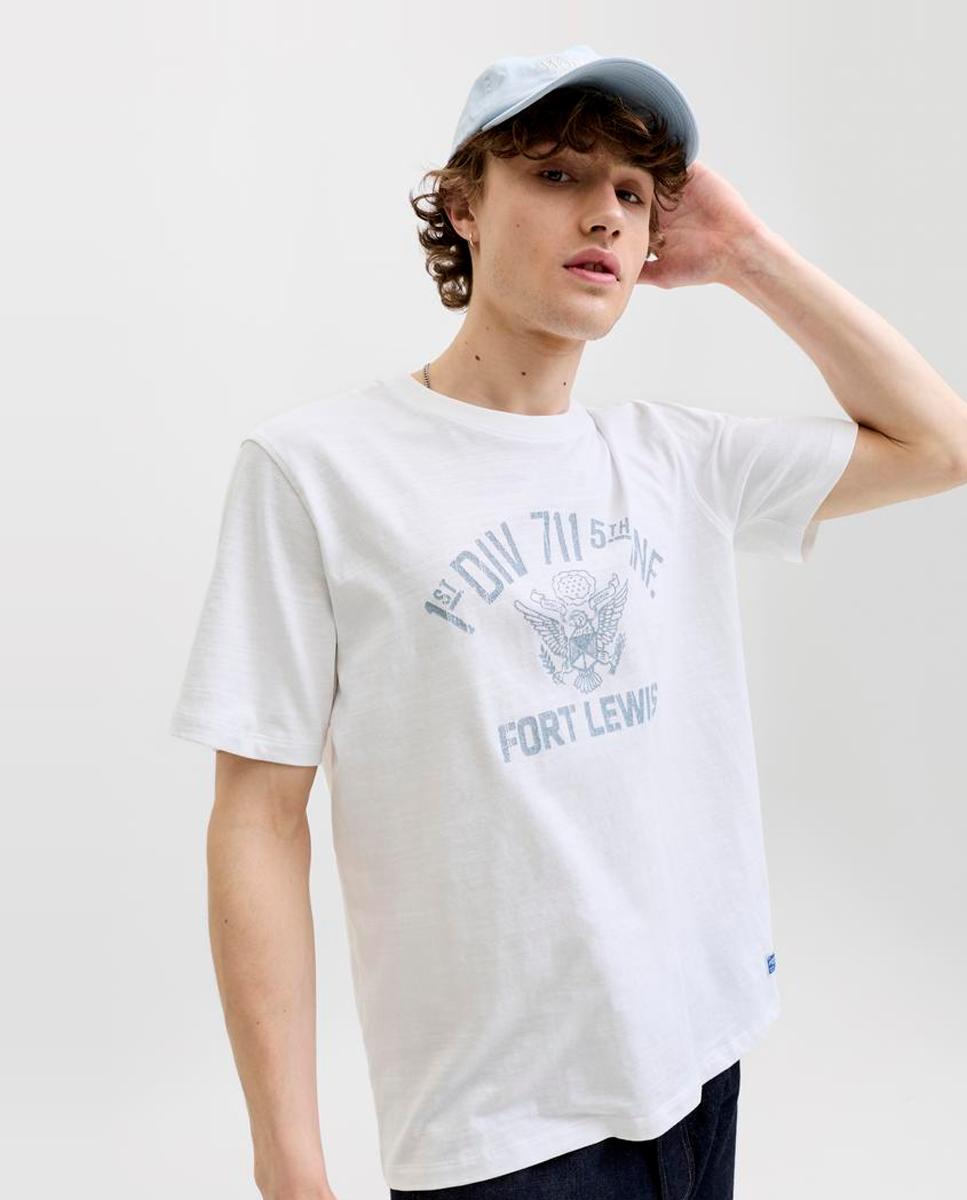 T-shirt de manga curta com logótipo à frente Branco-3