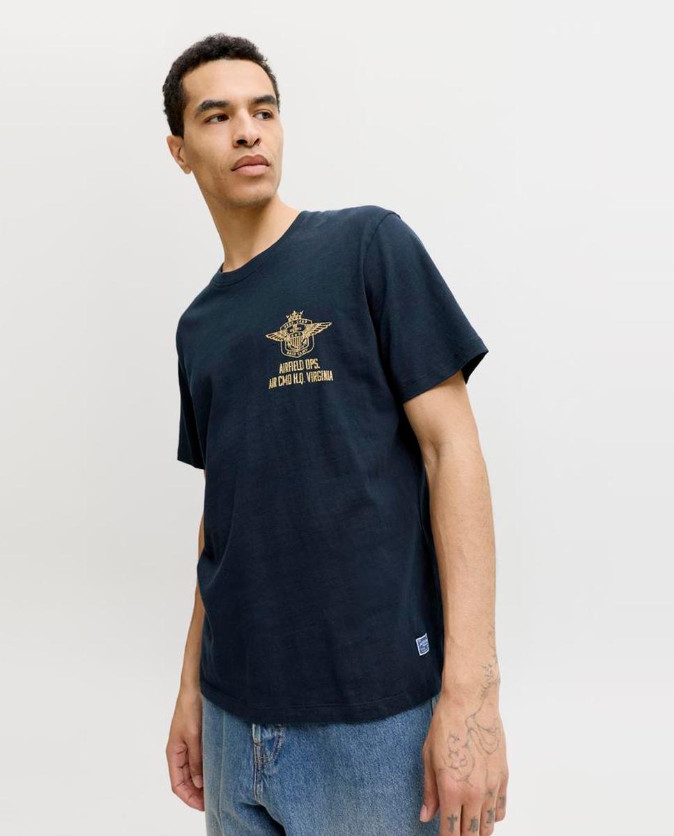 T-shirt de manga curta com logótipo à frente Azul-3