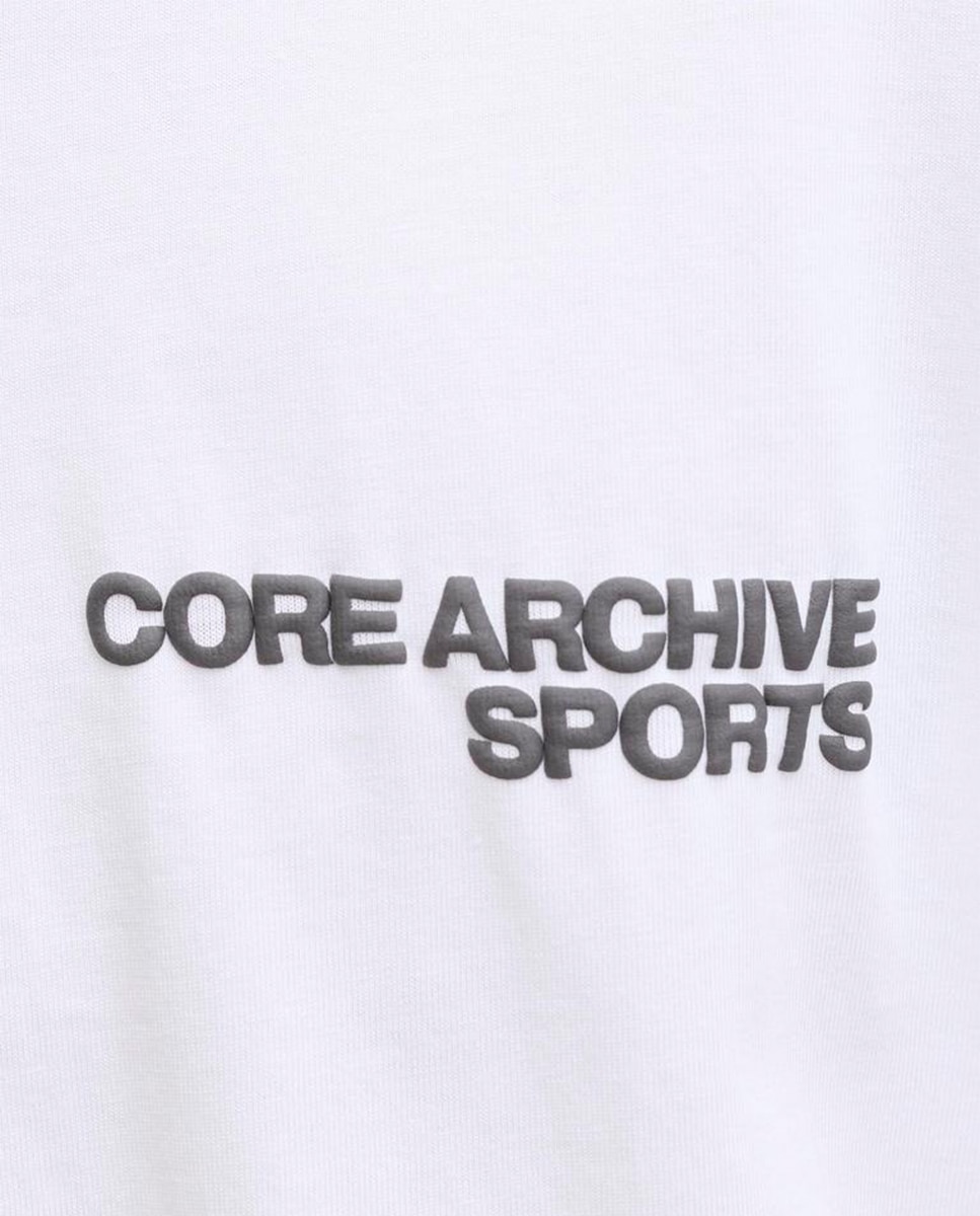 T-shirt de Manga Curta com Detalhe Desportivo Branco-4