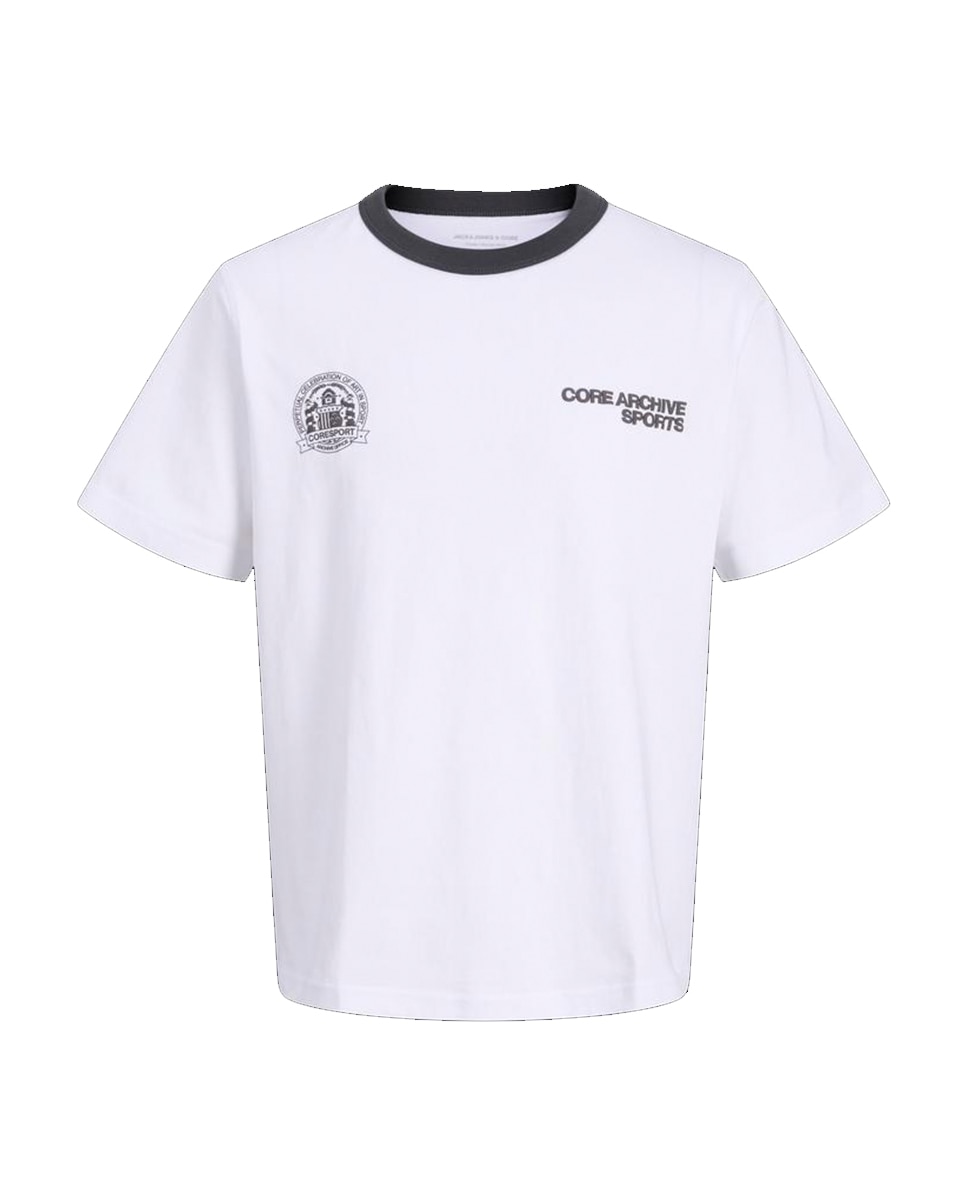 T-shirt de Manga Curta com Detalhe Desportivo Branco-6