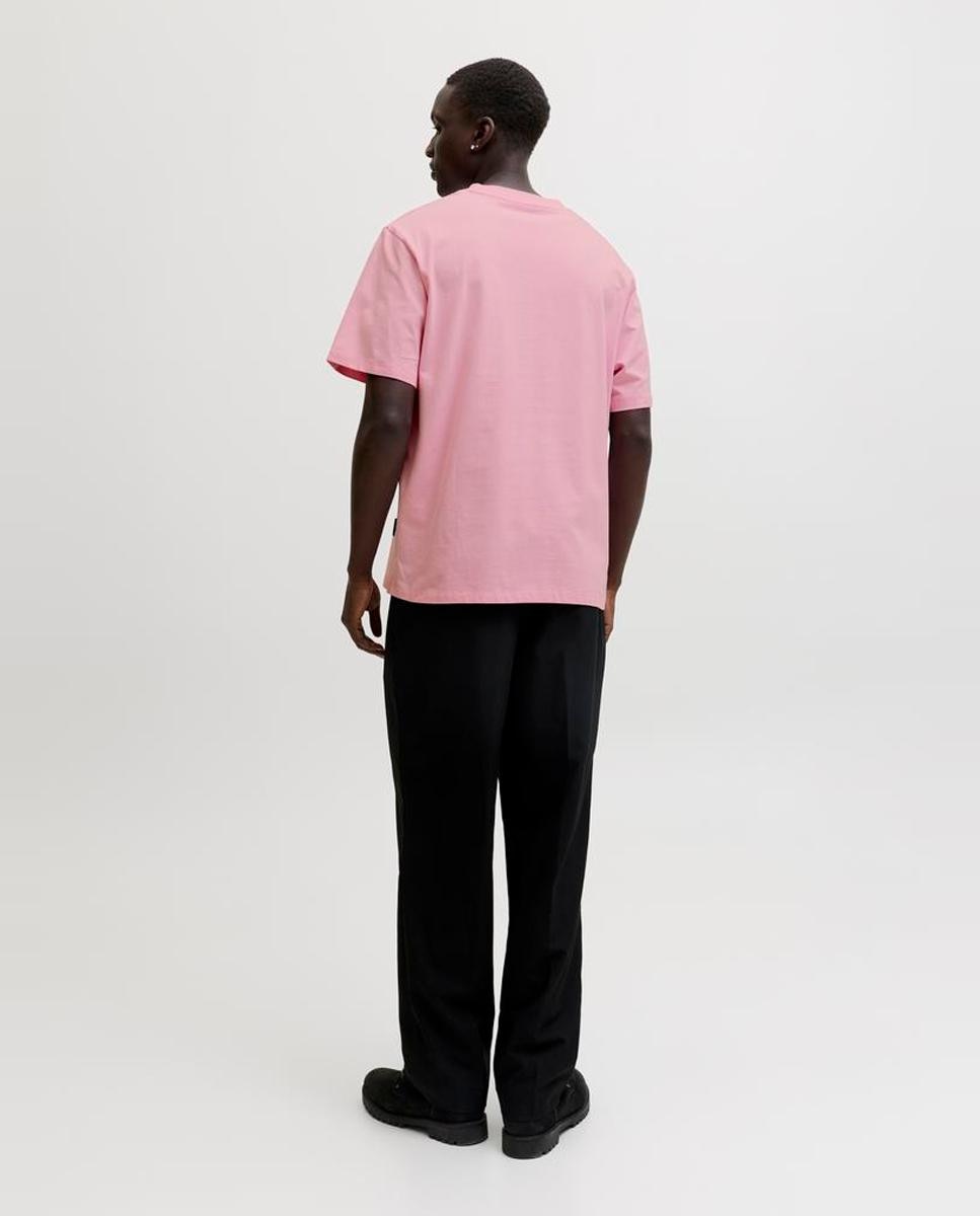 T-shirt de Manga Curta com Pequeno Logótipo à Frente Rosa-2