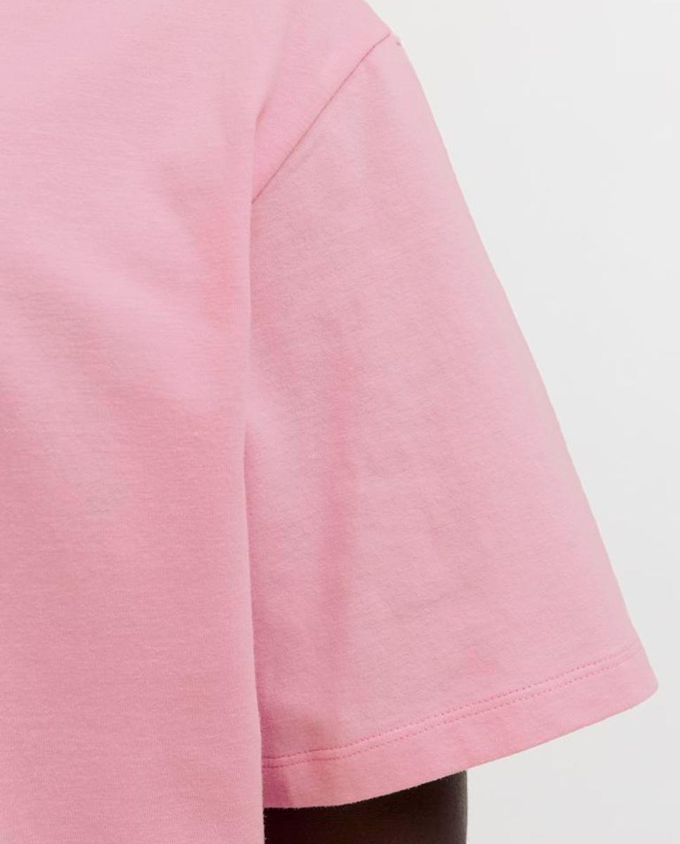 T-shirt de Manga Curta com Pequeno Logótipo à Frente Rosa-4