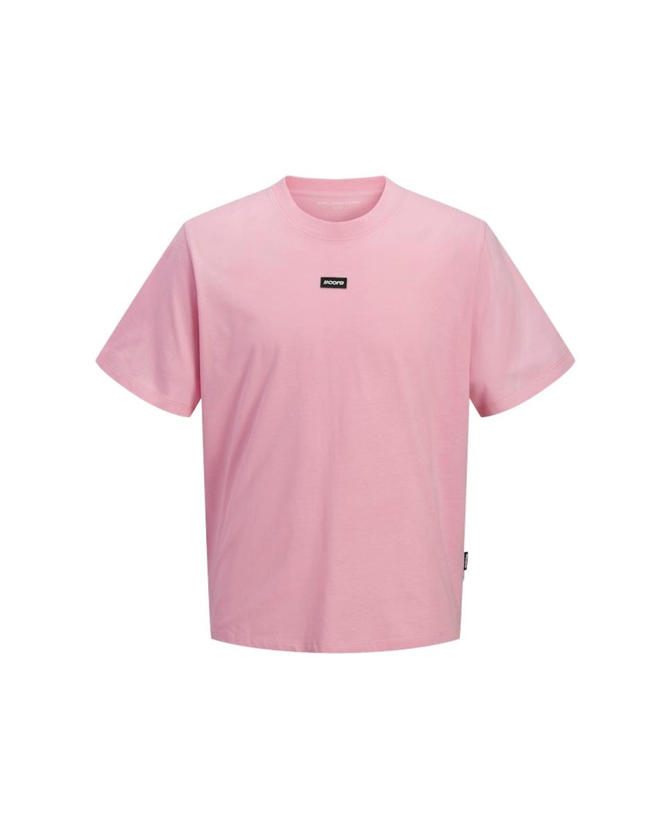 T-shirt de Manga Curta com Pequeno Logótipo à Frente Rosa-6