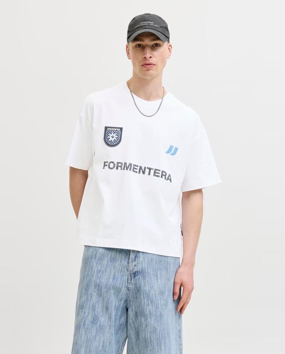 Imagem 0 de T-shirt de Manga Curta Estilo Desportivo com Estampado à Frente