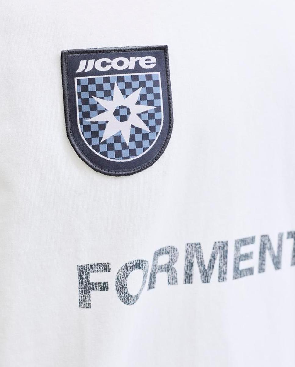 T-shirt de Manga Curta Estilo Desportivo com Estampado à Frente Branco-4