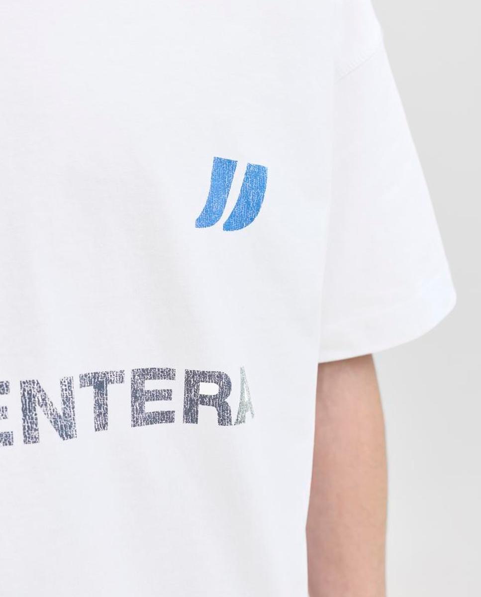 T-shirt de Manga Curta Estilo Desportivo com Estampado à Frente Branco-5