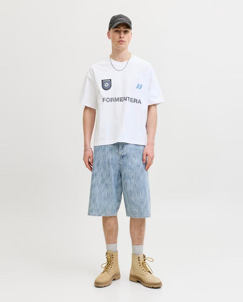 T-shirt de Manga Curta Estilo Desportivo com Estampado à Frente Branco-7