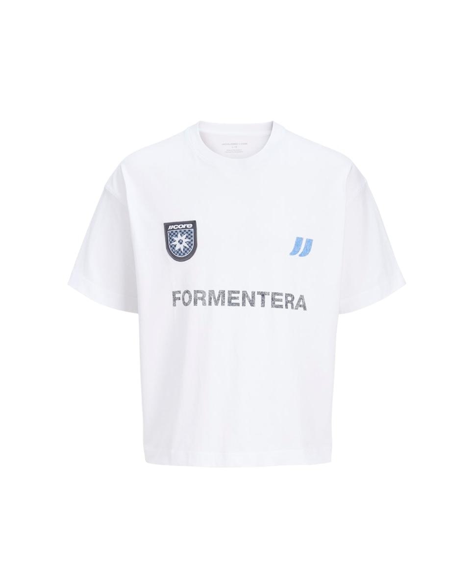 T-shirt de Manga Curta Estilo Desportivo com Estampado à Frente Branco-6