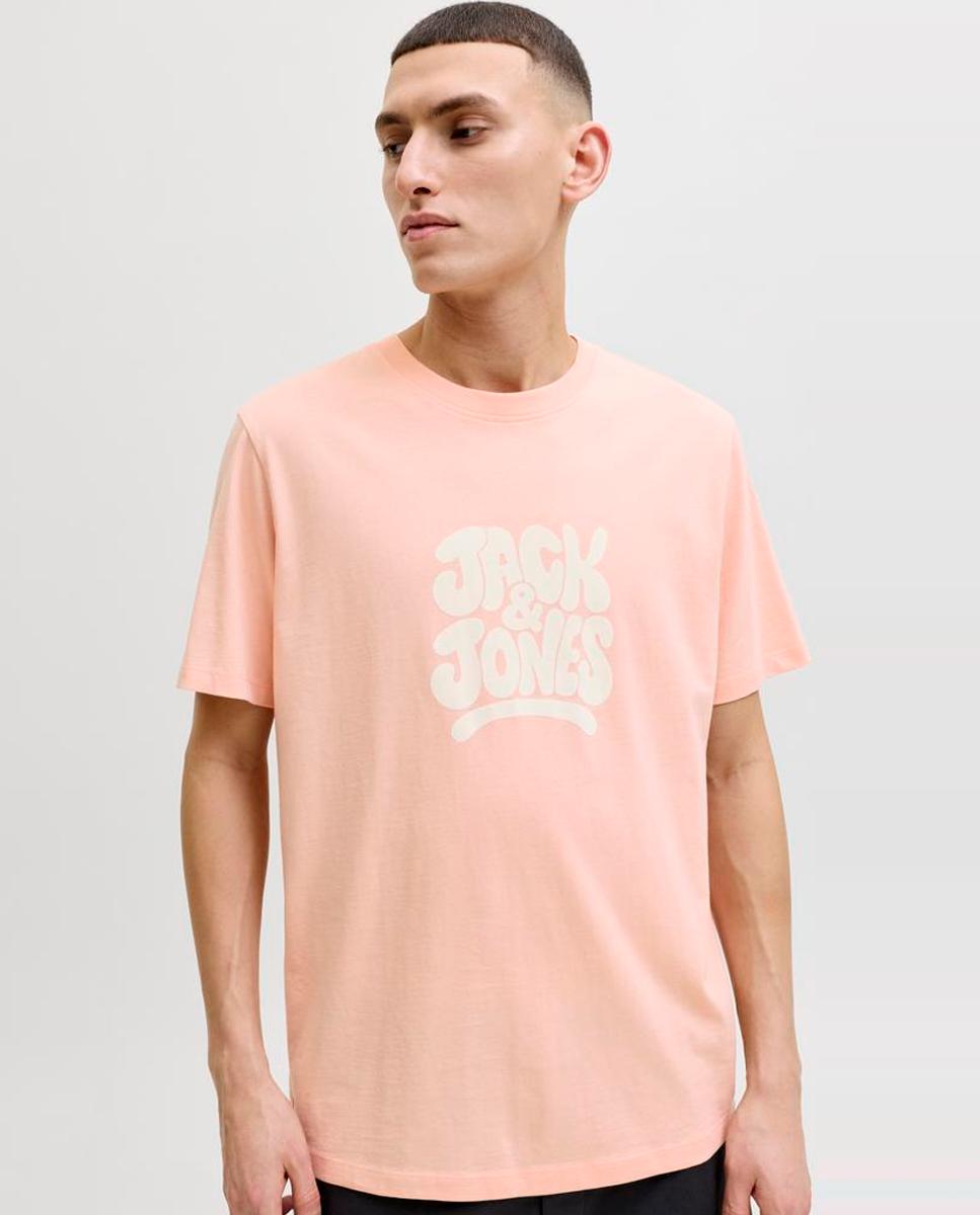 T-shirt de Manga Curta com Estampado à Frente Rosa-3