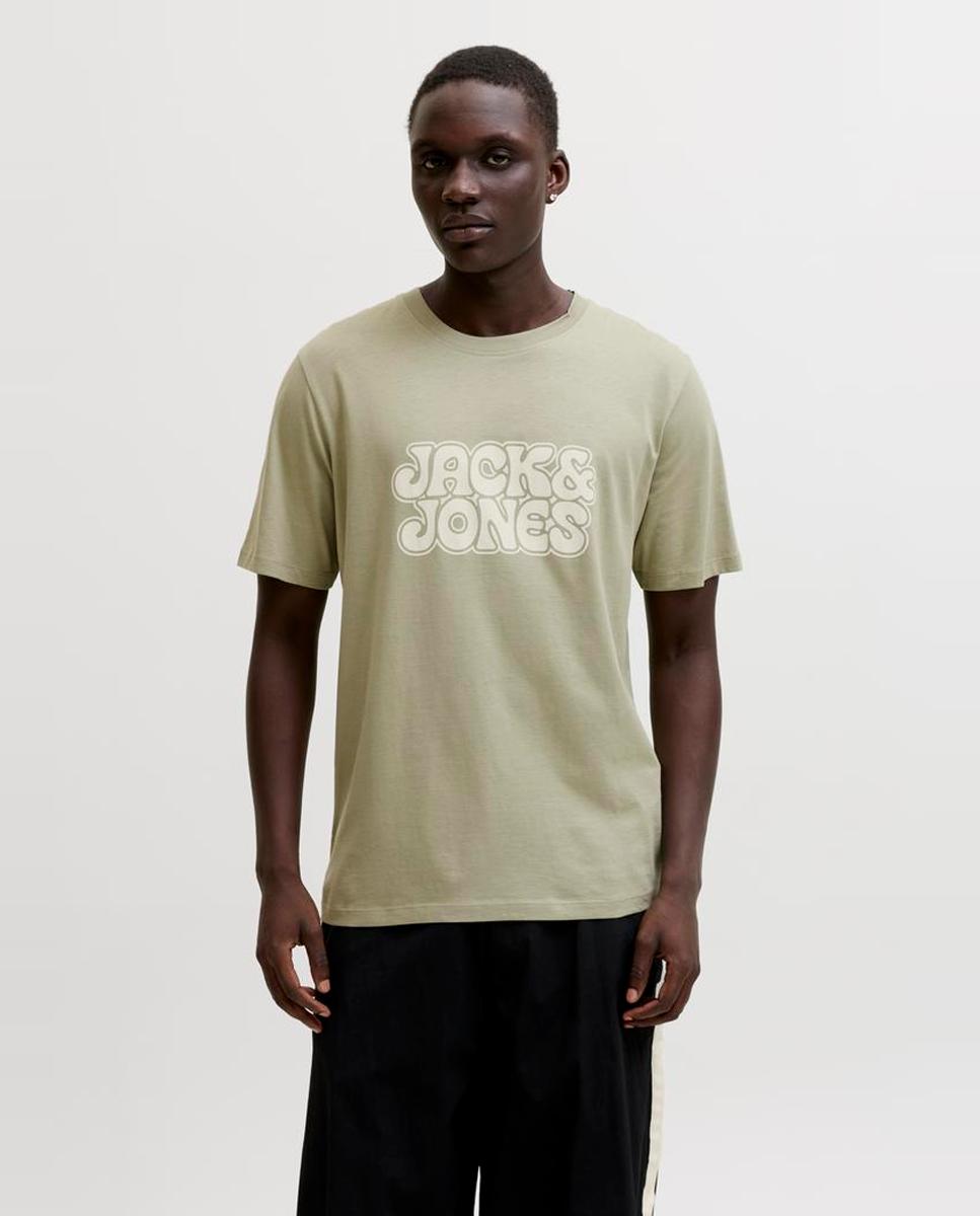 T-shirt de Manga Curta com Estampado à Frente Verde-1
