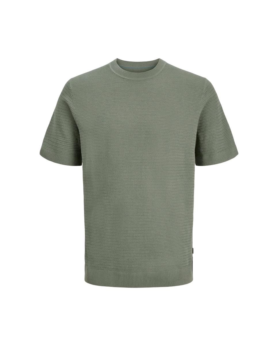 T-shirt de Malha com Estrutura e Manga Curta Verde-6