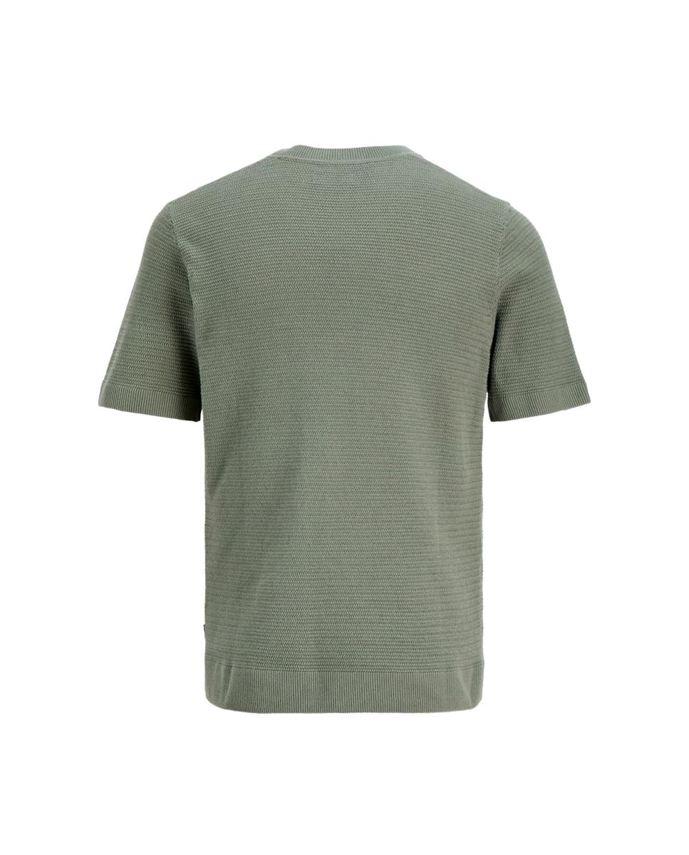 T-shirt de Malha com Estrutura e Manga Curta Verde-7