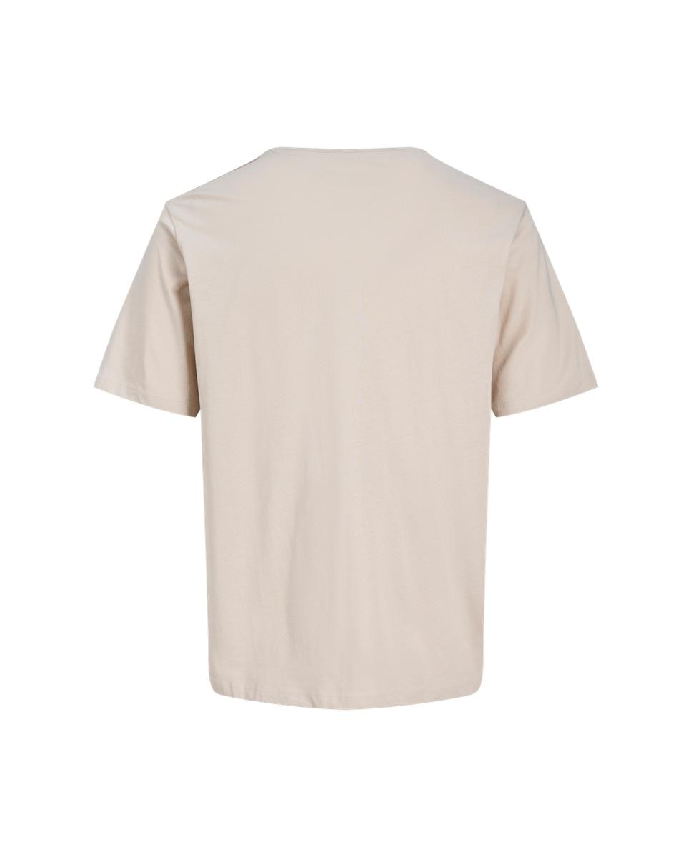 T-shirt de Manga Curta com Estampado à Frente Bege-7